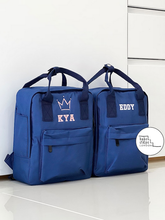 Load image into Gallery viewer, (Navy) Personalised Name Twin Handle Backpack
