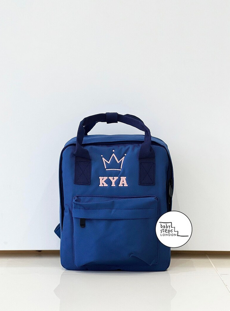 (Navy) Personalised Name Twin Handle Backpack