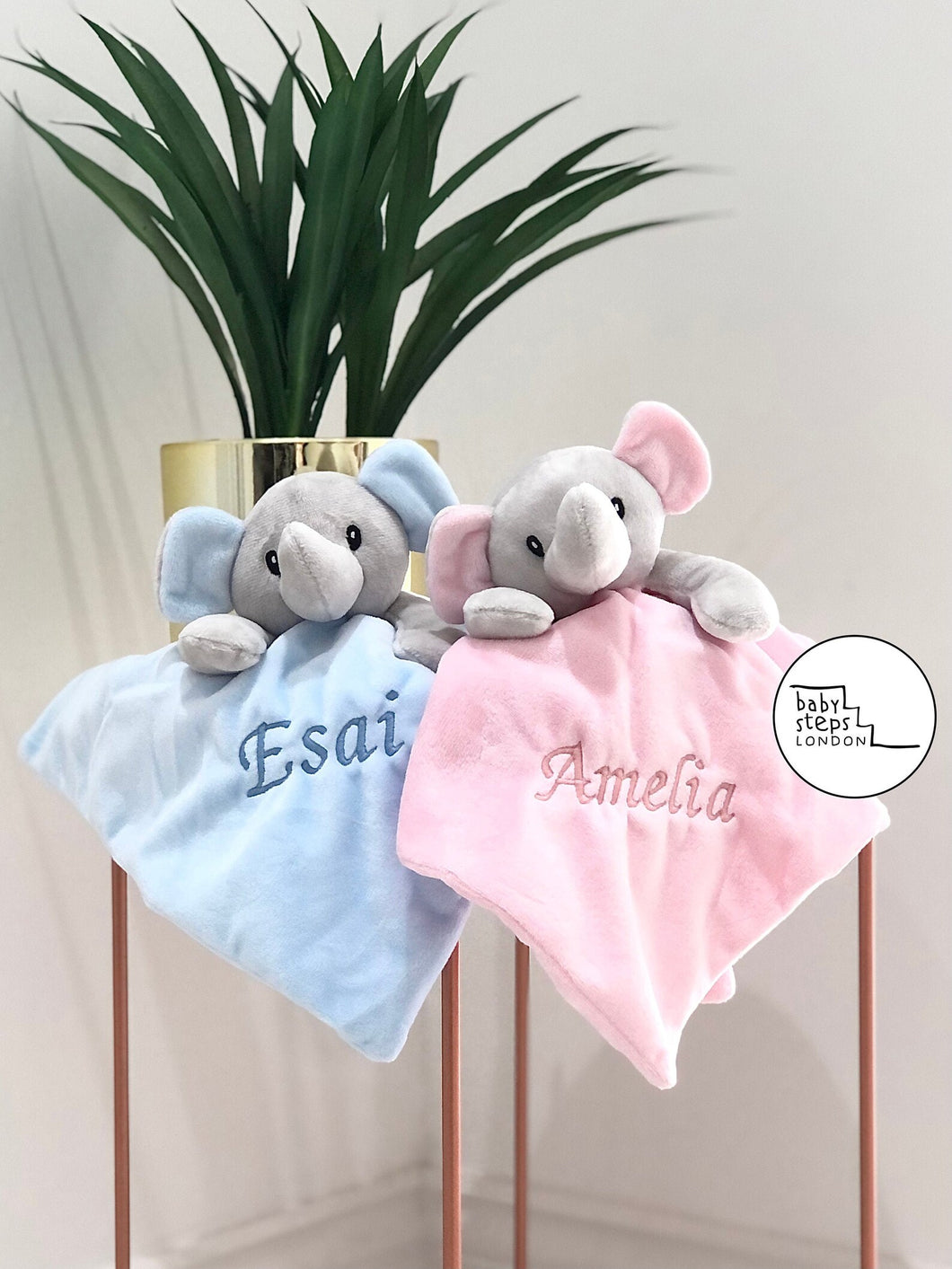 (Pink) Personalised Name/Initials Elephant Comforter Blanket Super Soft Toy