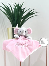 Load image into Gallery viewer, (Pink) Personalised Name/Initials Elephant Comforter Blanket Super Soft Toy
